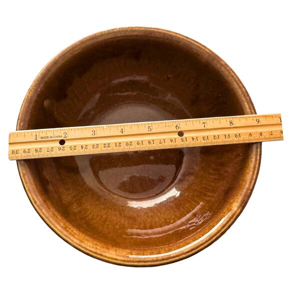 Vintage USA Brown Ceramic Bowl with Grape and Fruit Pattern - Picture 8 of 12